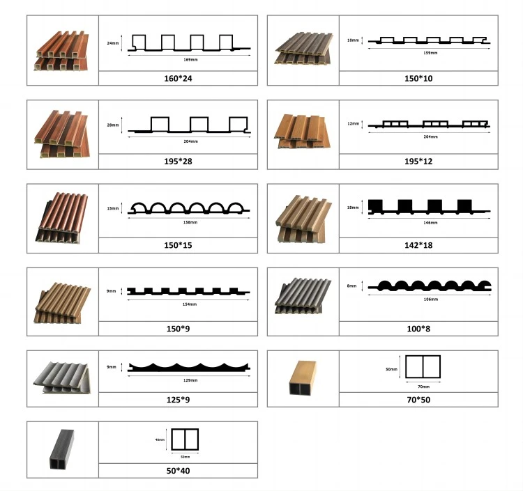 different designs of WPC fluted wall panel